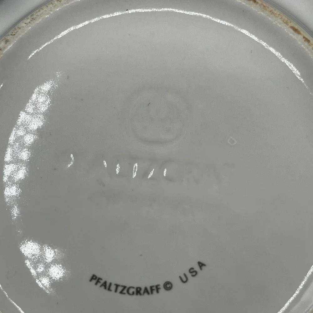 Pfaltzgraff Winterberry Cereal Soup Bowls Set of 4 White Green Rim Holly USA EUC